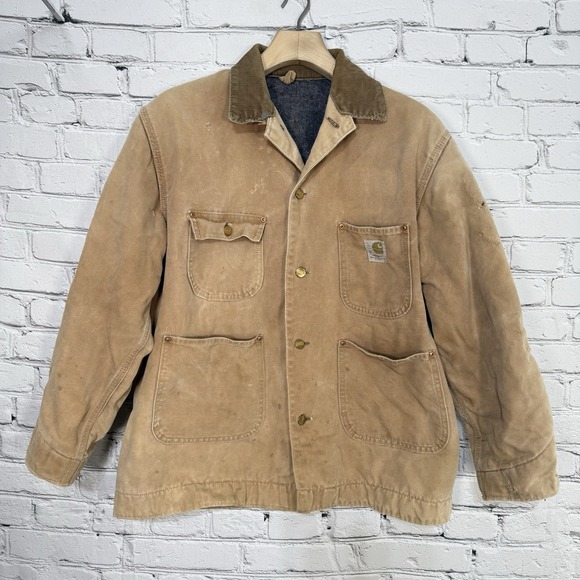 Vintage 70s Carhartt Michigan Chore Jacket 44 Blanket Lined Barn Distressed - Picture 1 of 16